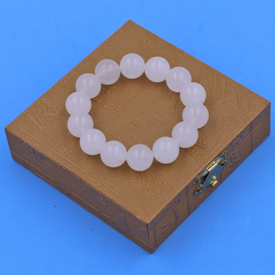 Chuỗi đeo tay đá thạch anh trắng 14 ly - Vòng chuỗi đeo tay đá phong thủy