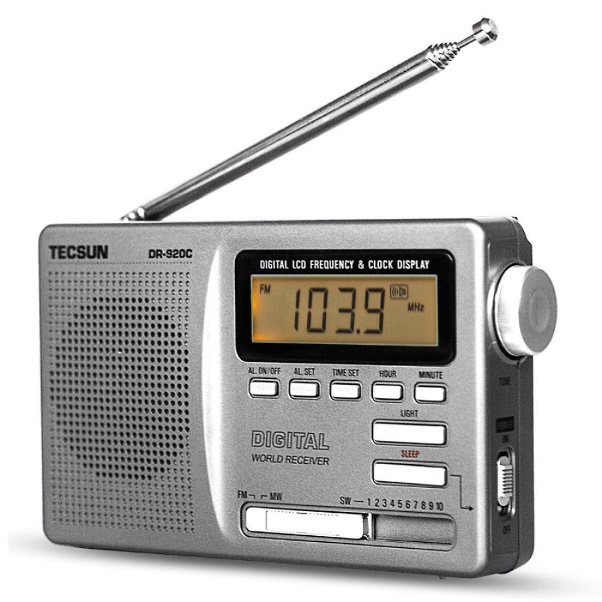 (Tecsun) DR920C radio full band elderly portable radio semiconductor college entrance examination English four six campus radio digital display (silver gray)