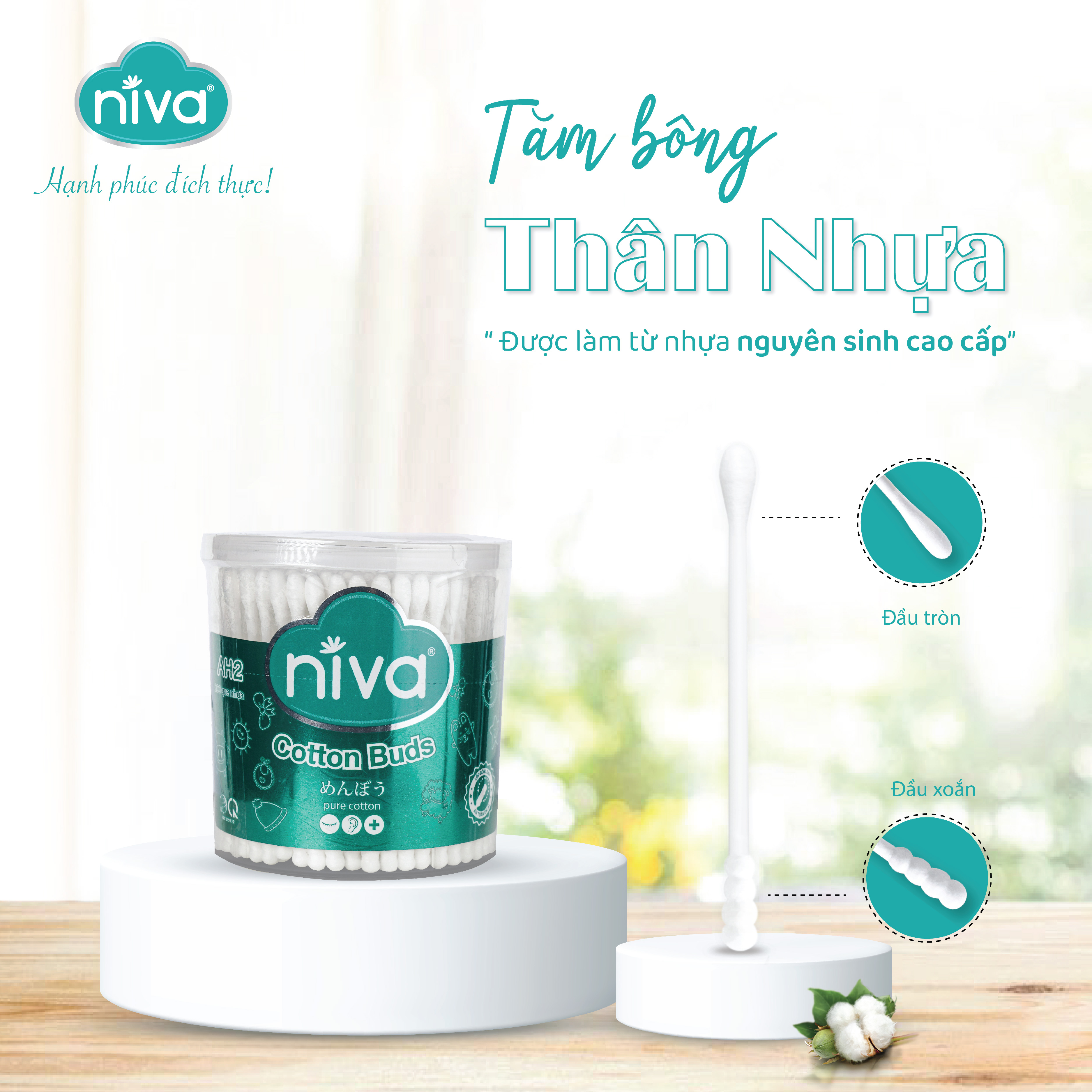 Tăm Bông NIVA Dành Cho Người Lớn Hũ 200 Que Nhựa Ah2
