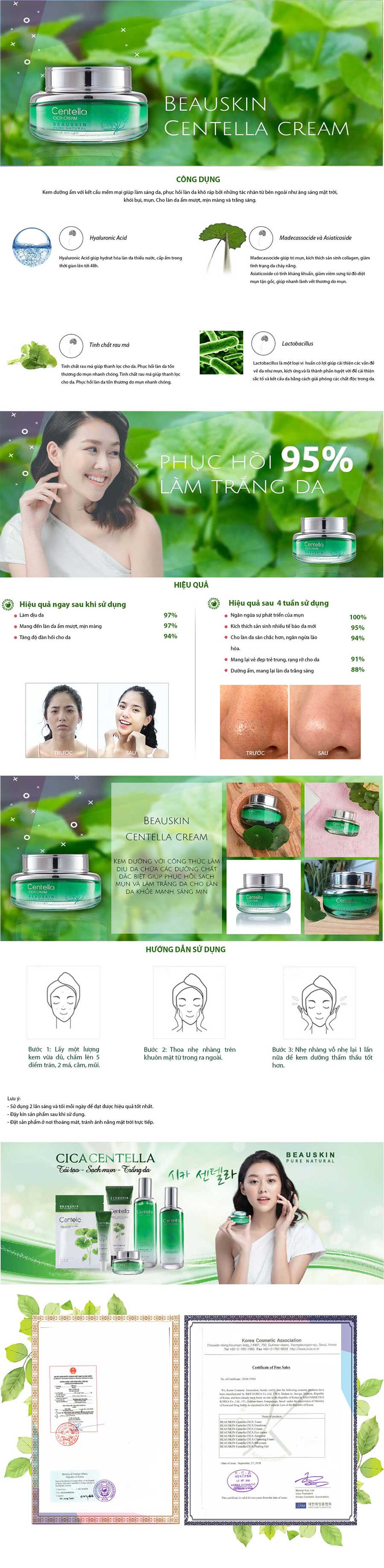 Kem dưỡng Beauskin Centella Cica Cream (50g)