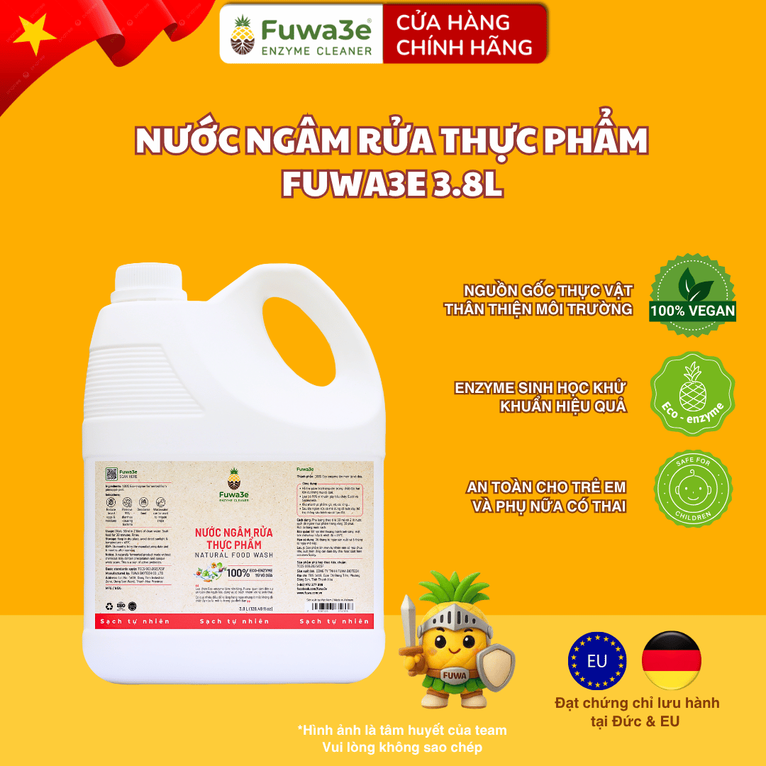 Nước ngâm rửa rau củ quả Fuwa3e 3.8L enzyme sinh học từ vỏ dứa Fuwa3e