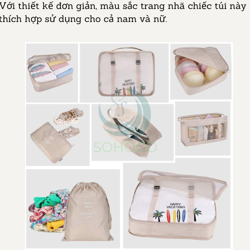 [VIDEO]- Set 8 túi đựng đồ du lịch đa năng, nhiều size- CHỌN MÀU- Bộ 8 túi phân loại đồ phù hợp đi công tác, du lịch cho nam và nữ