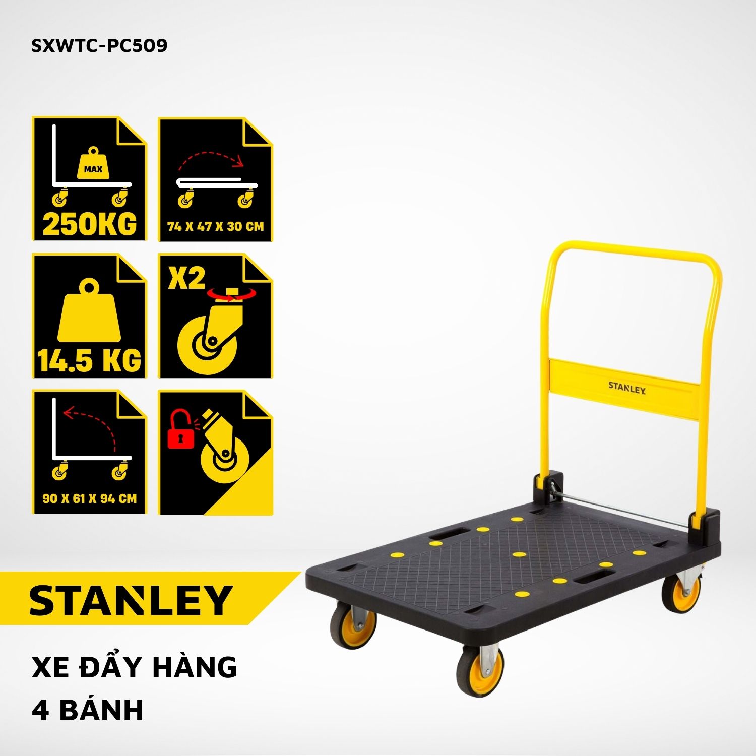 Xe đẩy hàng 4 bánh gấp gọn Stanley PC508