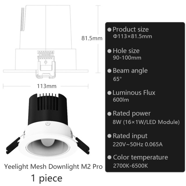  Đèn LED Downlight/ Spotlight Âm Trần Thông Minh Yeelight M2 , 2700-6500k , Hỗ trợ Apple Homekit - Hàng Chính Hãng - Bản Quốc Tế