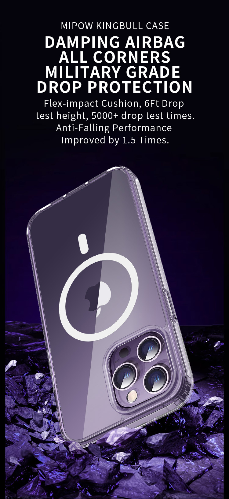 Ốp Lưng Trong Suốt Sạc Từ Tính cho iPhone 16 Pro/ 16 Pro Max/ 16/ 16 Plus/ iphone 17/ 17 air/ 17 pro max MIPOW MAG-SAFE TRANSPARENT CASE, chống ố vàng_ Hàng chính hãng