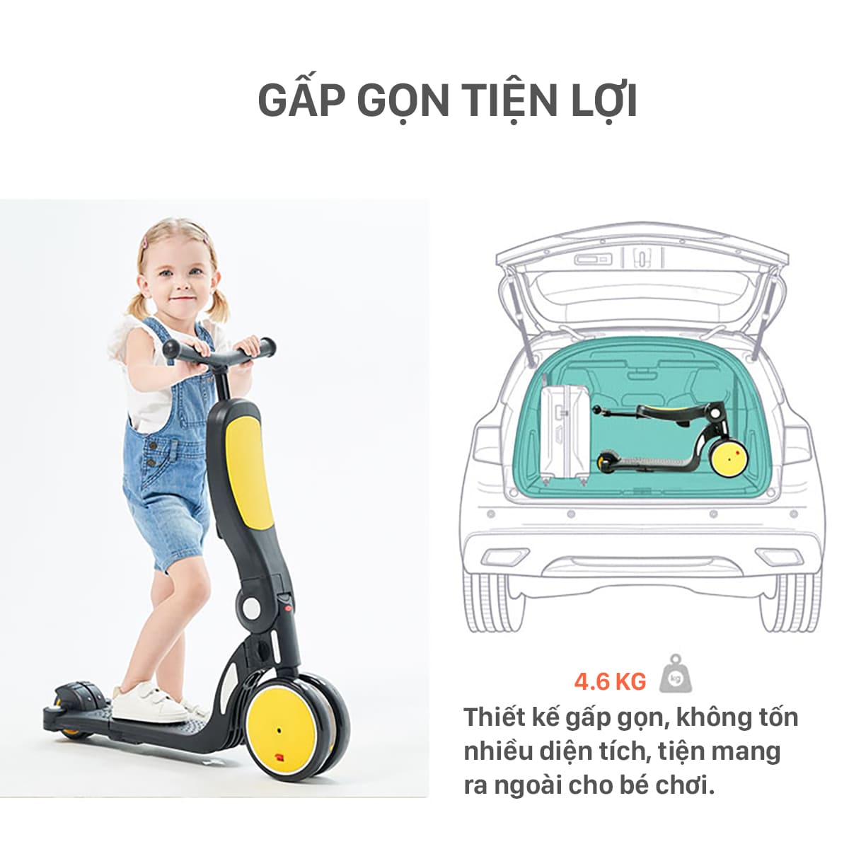 xe scooter đa năng 5 trong 1 Roadstar Freekids bebehoo cho bé 1-6 tuổi