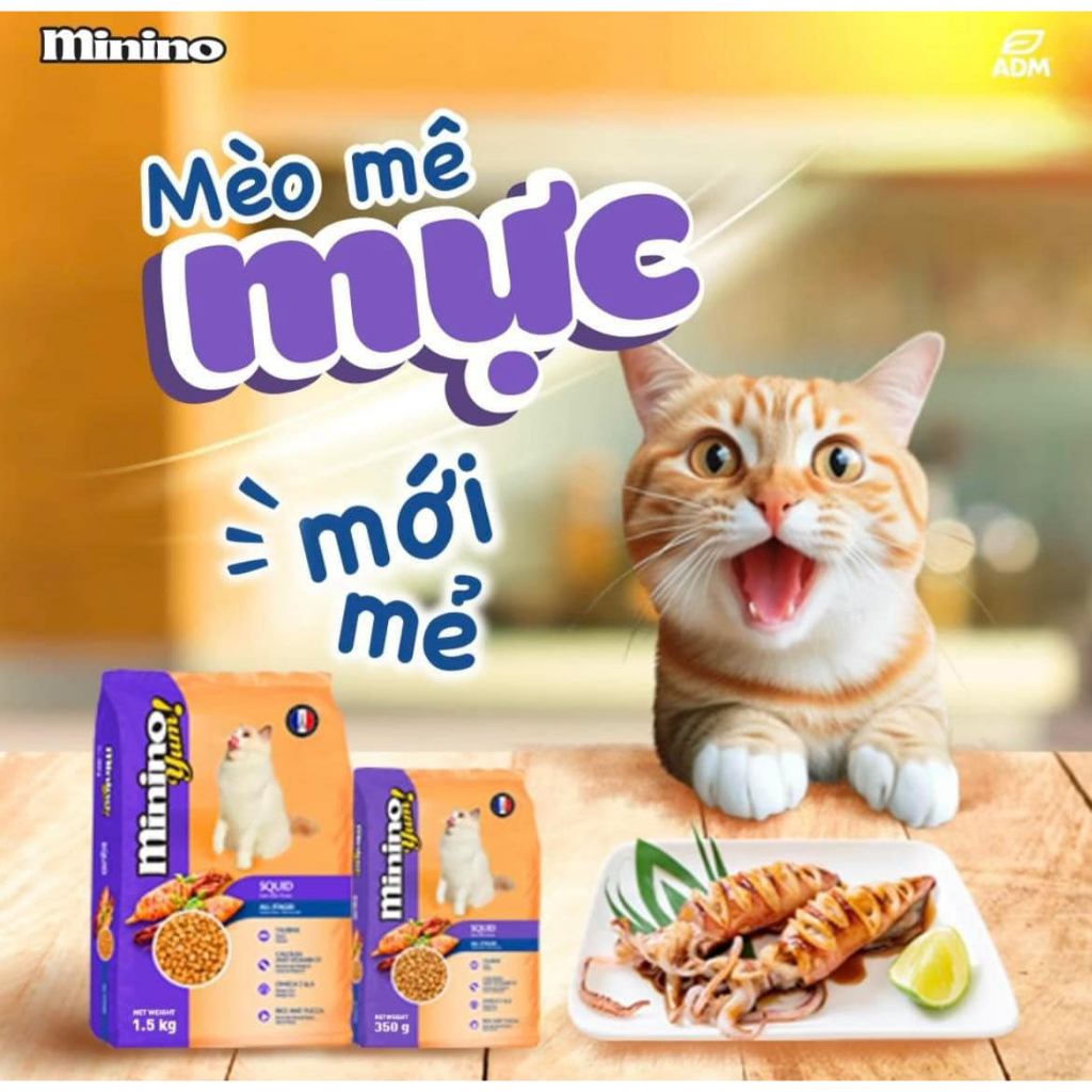 Hạt Thức Ăn Cho Mèo Minino Yum Vị Hải Sản, Cá Hồi Và Mực