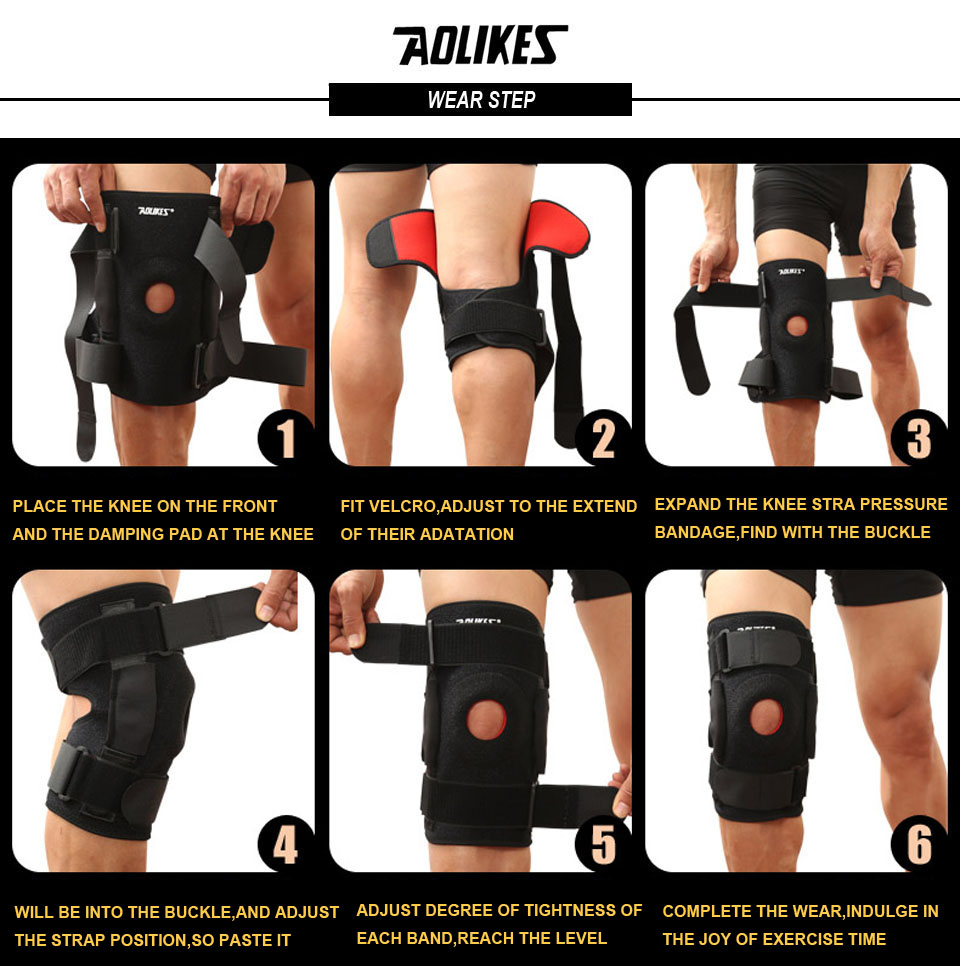 Bộ 2 Đai Bảo Vệ Khớp Đầu Gối Cao Cấp Có Thanh Hợp Kim Nhôm Trợ Lực Sport Knee Protector AOLIKES YE-7907