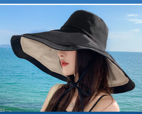Mũ đẹp đi biển nón rộng vành chống nắng đội 2 mặt gấp gọn chống tia UV vành to thời trang Korea Chất liệu vải cotton 2 mặt thoáng mát  dona23062001