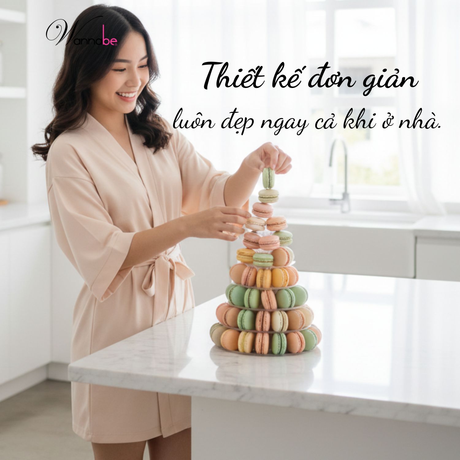 Áo choàng ngủ WANNABE KI010 áo khoác ngủ kimono dạng cơ bản trơn đơn giản dễ mặc sang trọng