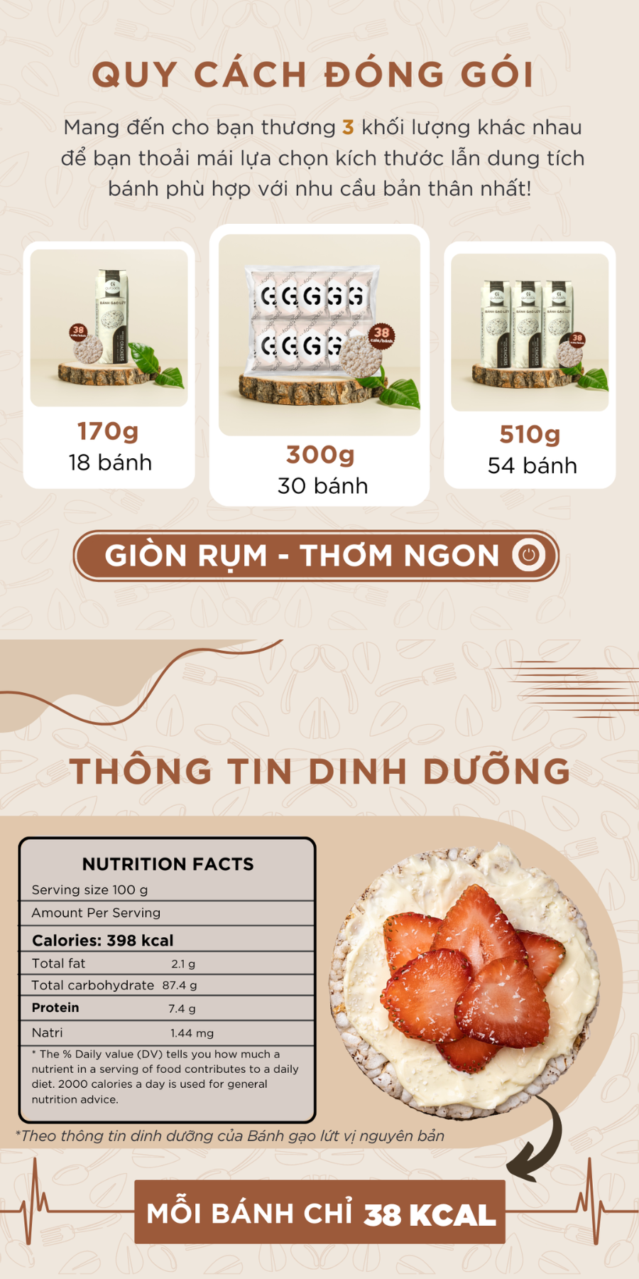 Bánh gạo lứt GUfoods (300g) - Không chiên dầu, Không đường, Từ gạo và ngũ cốc nguyên hạt, Lành mạnh, Phù hợp Eat clean, Ăn vặt healthy, Thực dưỡng, Tập gym, Thuần chay, Đa dạng hương vị