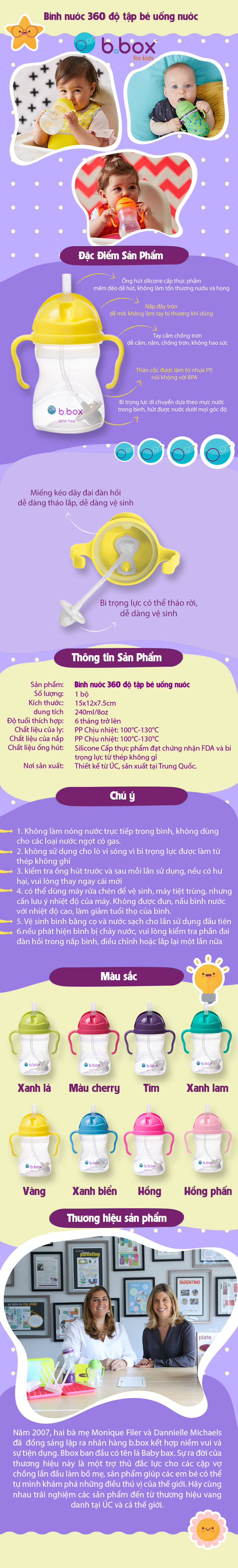 bình nước bbox 360 độ cho bé tập uống nước - màu xanh lá pastel hàng chính 1