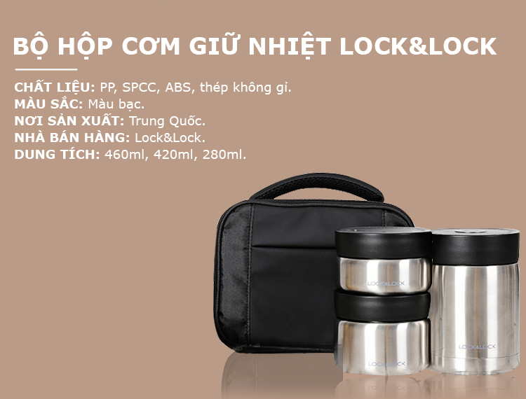 Bộ Hộp Cơm Giữ Nhiệt Thép Không Gỉ Lock & Lock  LHC8031SLV-OCH - Bạc