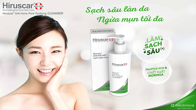 Sữa Rửa Mặt Ngừa Mụn Hiruscar Anti-Acne Cleanser + 100ml