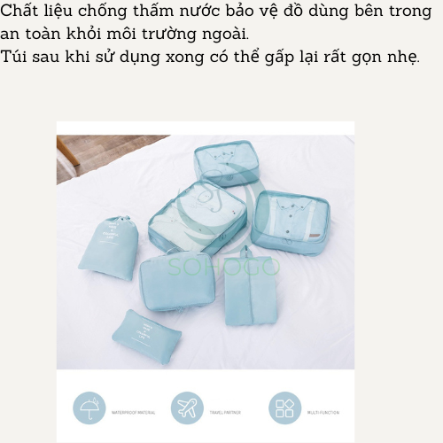 [VIDEO]- Set 8 túi đựng đồ du lịch đa năng, nhiều size- CHỌN MÀU- Bộ 8 túi phân loại đồ phù hợp đi công tác, du lịch cho nam và nữ