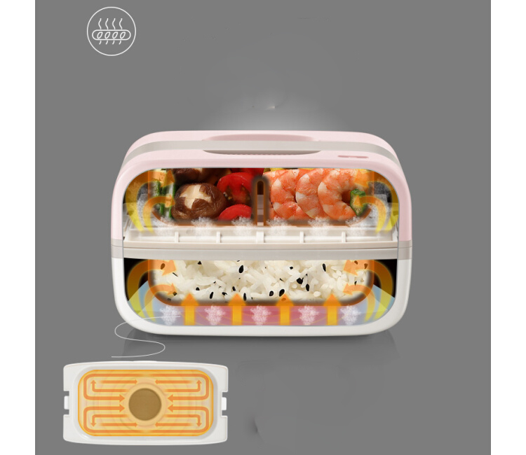 Bear electric lunch box double 304 stainless steel liner cooking plug electric rice cooker heating lunch box vacuum pink DFH-B10J2