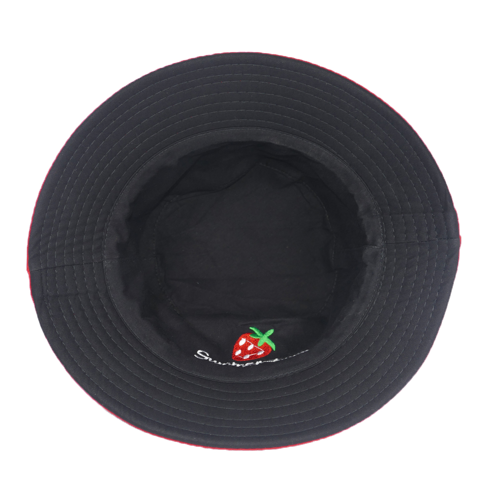 Mũ bucket nam nữ thời trang đội được 2 mặt độc đáo Summer Time thêu hình quả dâu tây đẹp mắt