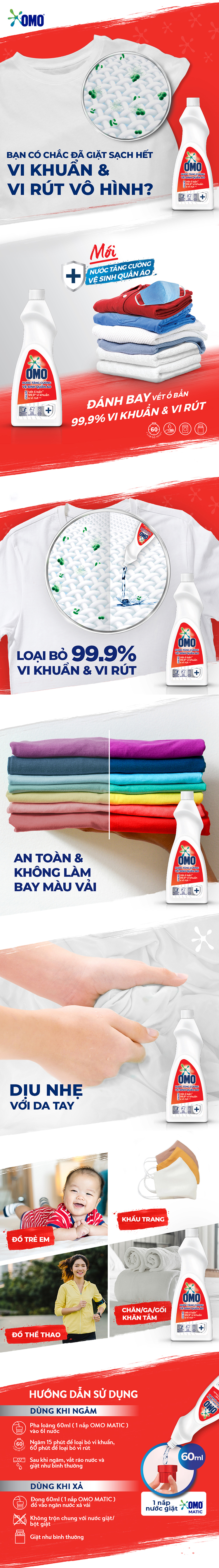 Nước Tăng Cường Vệ Sinh Quần Áo Omo 1L