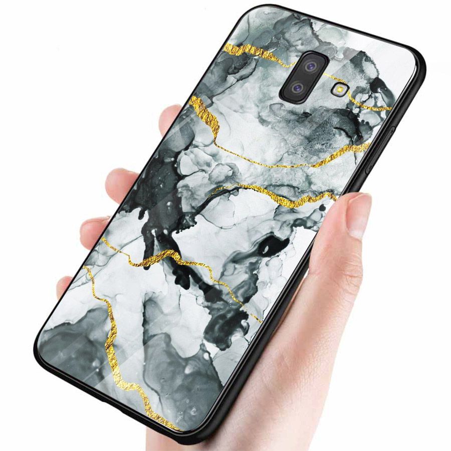 Ốp kính cường lực cho điện thoại Samsung Galaxy J6 - hình vân Đá MS VANDA024