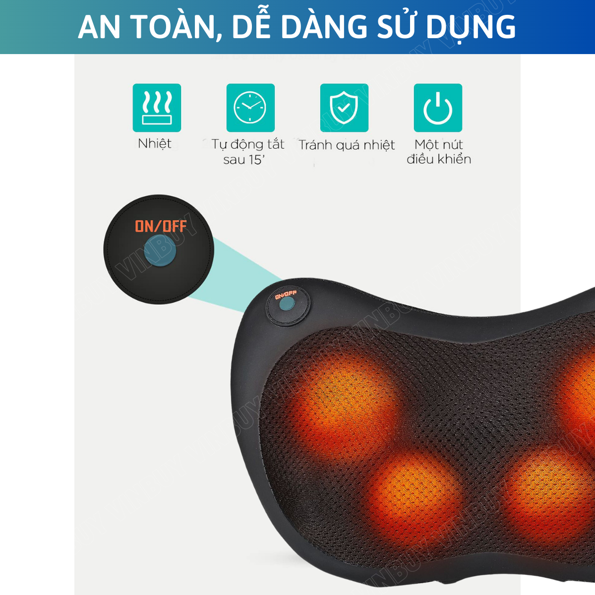 Gối Massage Cổ Vai Gáy Đa Năng - Máy Massage Toàn Thân Nhiệt Hồng Ngoại 2 Chiều - Mát Xa Chuyên Sâu Cho Cổ, Vai Gáy, Lưng Dưới, Đùi, Chân - Sử Dụng Tại Nhà, Văn Phòng, Trên Ô Tô - Quà Tặng Cho Bạn Bè, Người Thân - Chính Hãng - VinBuy
