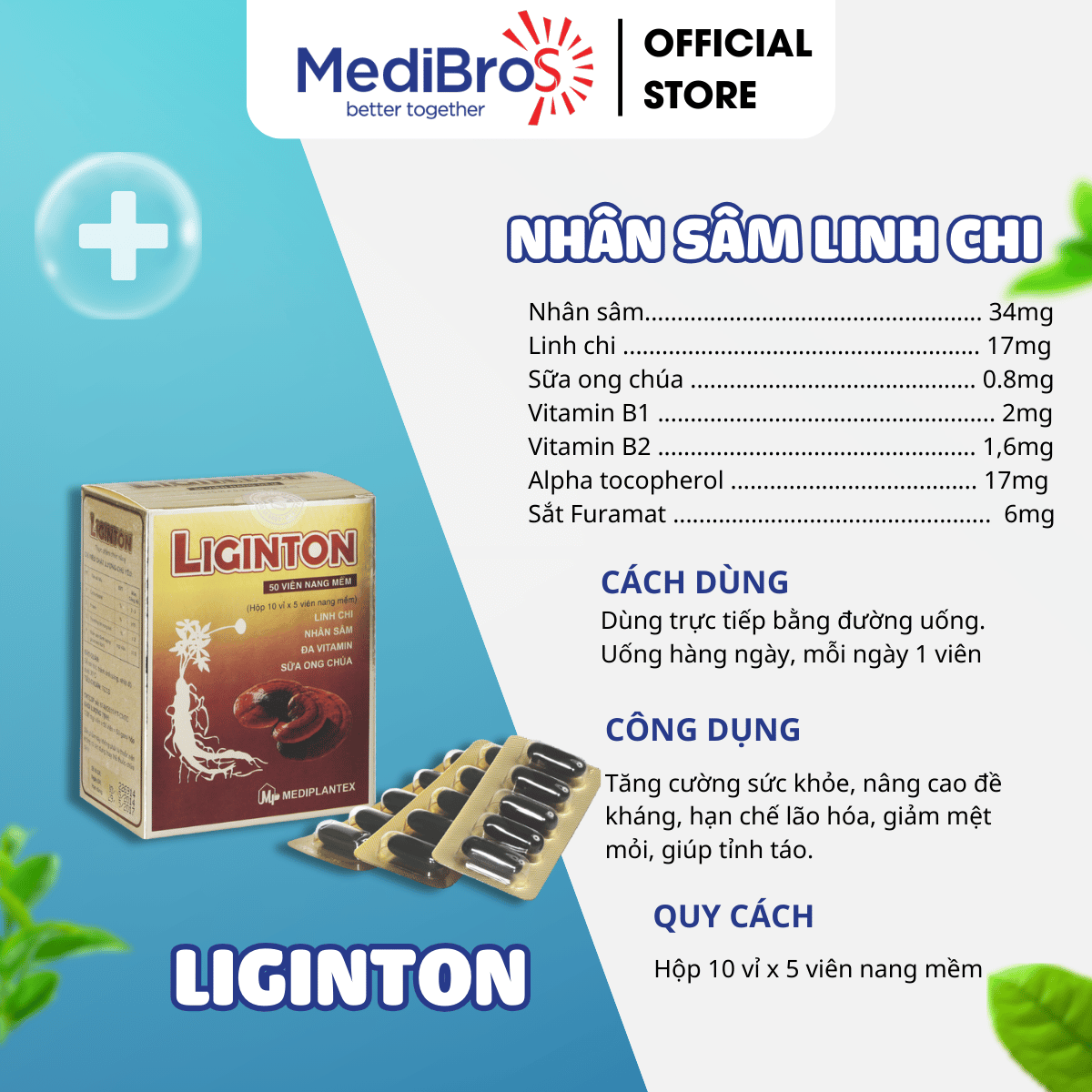 Thực Phẩm Chức Năng Tăng Cường Sinh Lực, Bồi Bổ Khí Huyết Mediplantex Liginton (50 Viên / Hộp)