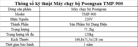 Máy chạy bộ điện Poongsan Hàn Quốc TMP- 900 (Hàng chính hãng)