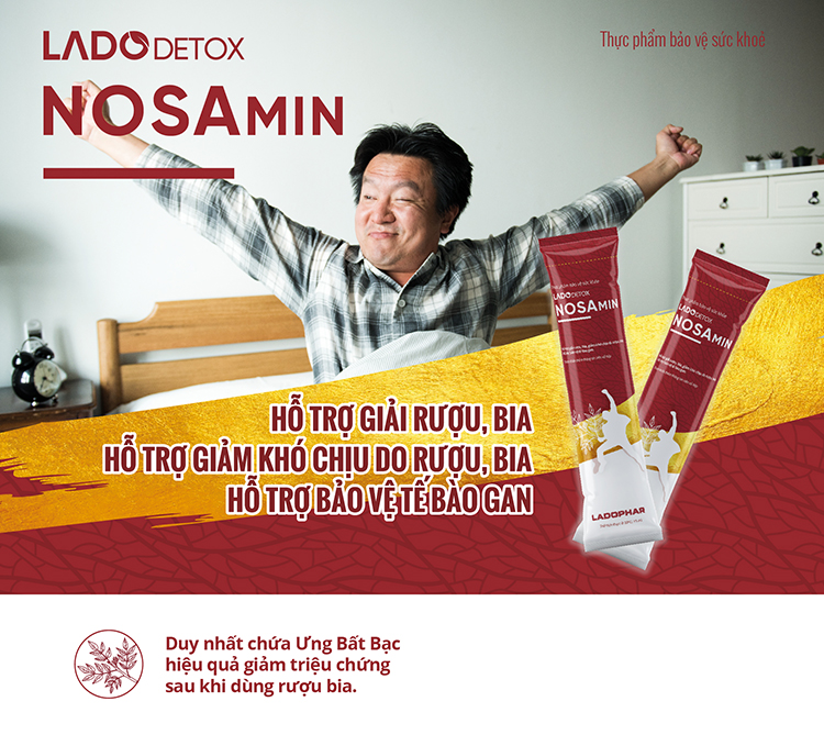 Nước Giải Bia Rượu Nosamin Ladophar - Hộp 10 Gói 15ml