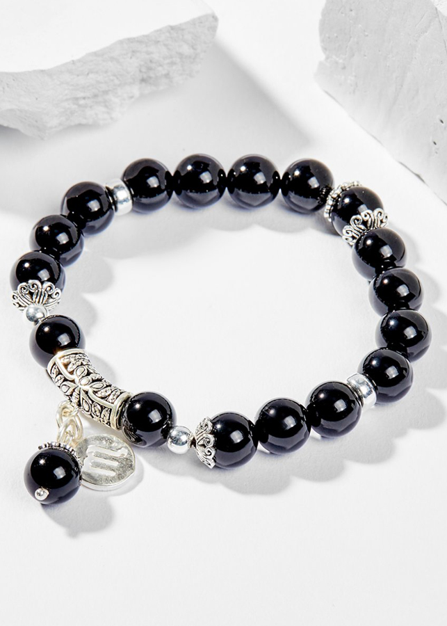 Vòng Tay Phong Thủy Đá Obsidian Phối Charm Cung Hoàng Đạo Thiên Yết (8mm) Mệnh Thủy, Mộc