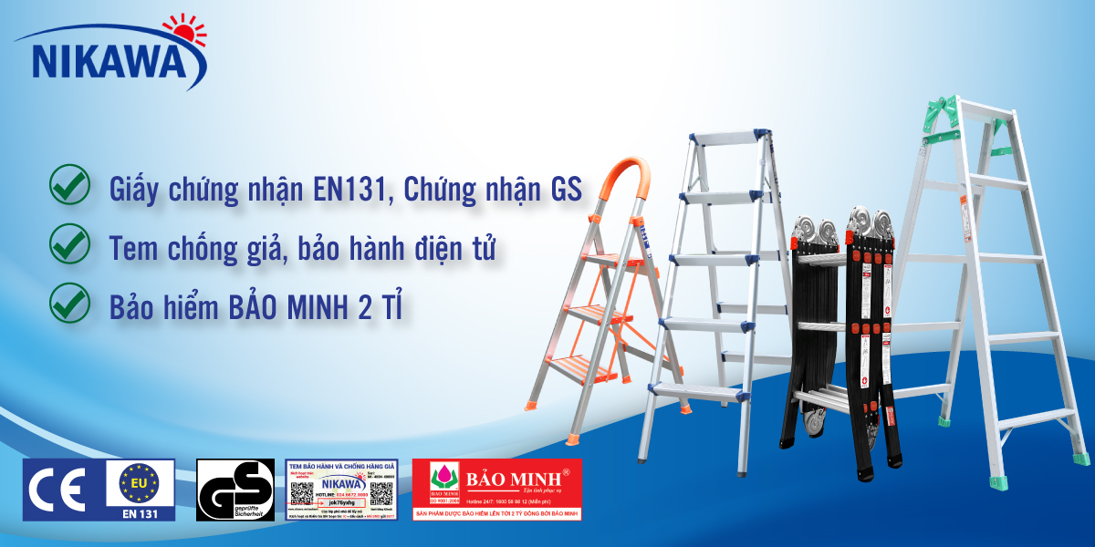 Thang Ghế Nikawa NKS-04 - 4 Bậc - 92cm - Màu Cam