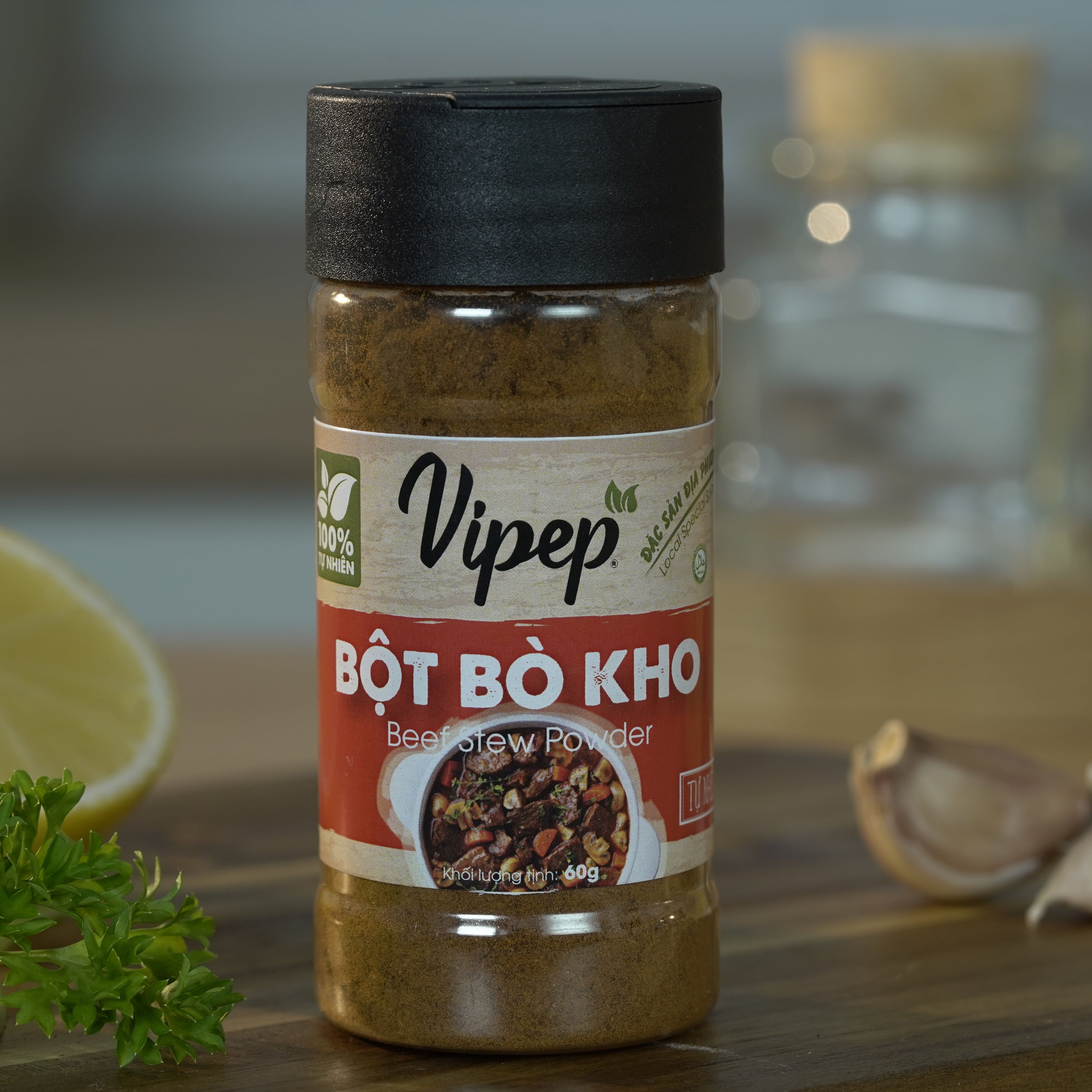 Gia Vị Bột Bò Kho Tự Nhiên Vipep Hũ Nhựa Tròn 60g