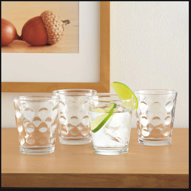 Bộ 04 cốc thủy tinh cao cấp chịu nhiệt họa tiết tròn mang lại vẻ trang nhã, sang trọng - nội địa Nhật Bản