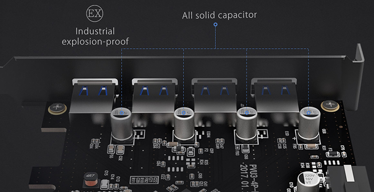 Card chuyển cổng pciex 1 sang 4 cổng USB 3.0 Orico PVU3-4P - Hàng chính hãng