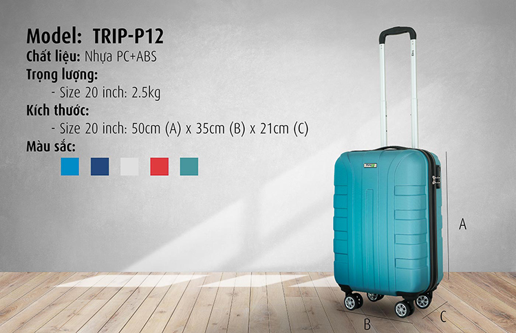 Vali Du Lịch Trip P12 size 50 (20 Vali Du Lịch Trip P12 size 50 (20