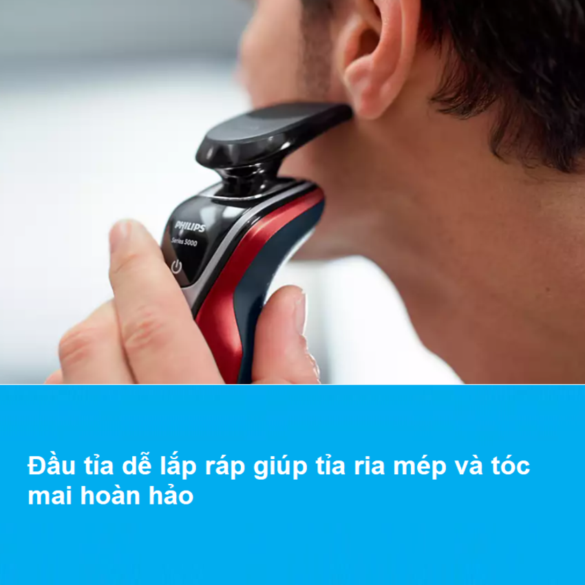 Máy cạo râu khô và ướt cao cấp Philips S5390/12 có đầu tỉa tóc mai và ria mép - Hàng nhập khẩu