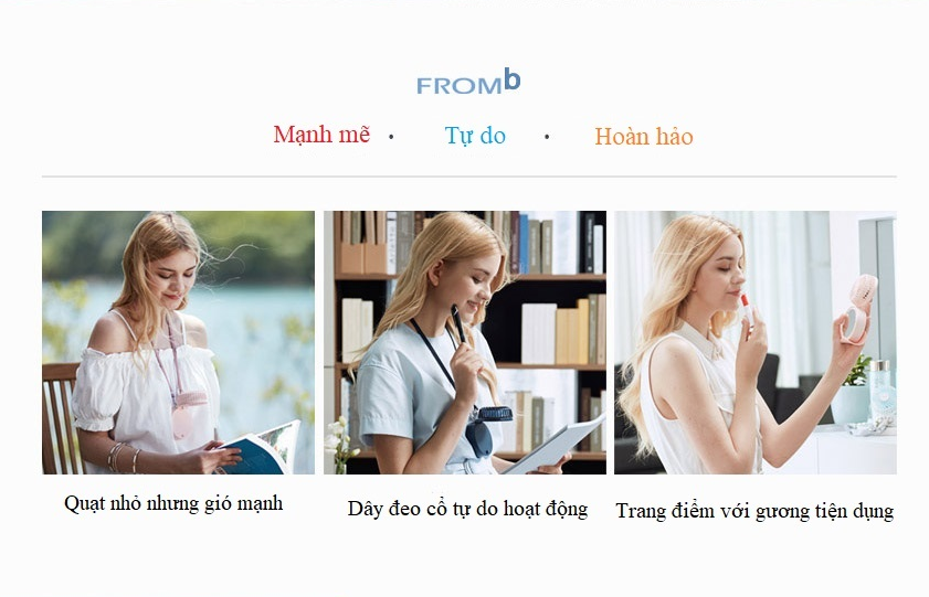Quạt mini đeo cổ có chức năng pin sạc dự phòng Ice Ball chính hãng Fromb Korea