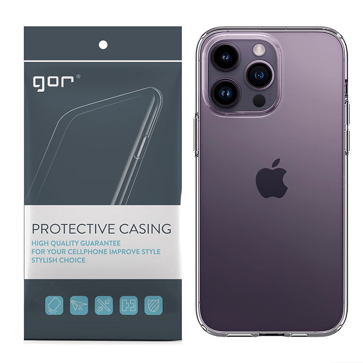Ốp Lưng Silicon TPU trong suốt GOR cho iPhone 15 / 15 Plus / 15 Pro / 15 Pro Max - Hàng Chính Hãng