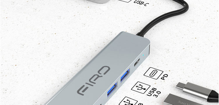 Hub Type-C To HDMI 6in1 FIRO - HUB Type C FIRO - HUB USB 3.0 FIRO