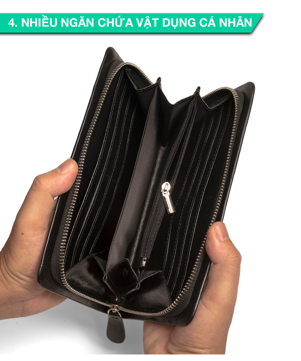 Ví dài cầm tay da bò Mill cao cấp Bụi Leather C104 - Bảo hành 12 tháng
