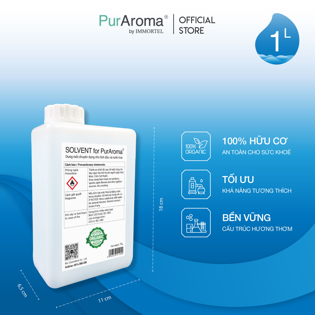 Dung Môi PurAroma Chuyên Dụng Cho Tinh Dầu Và Nước Hoa - 500mL 1L 2L - Chính Hãng Pháp