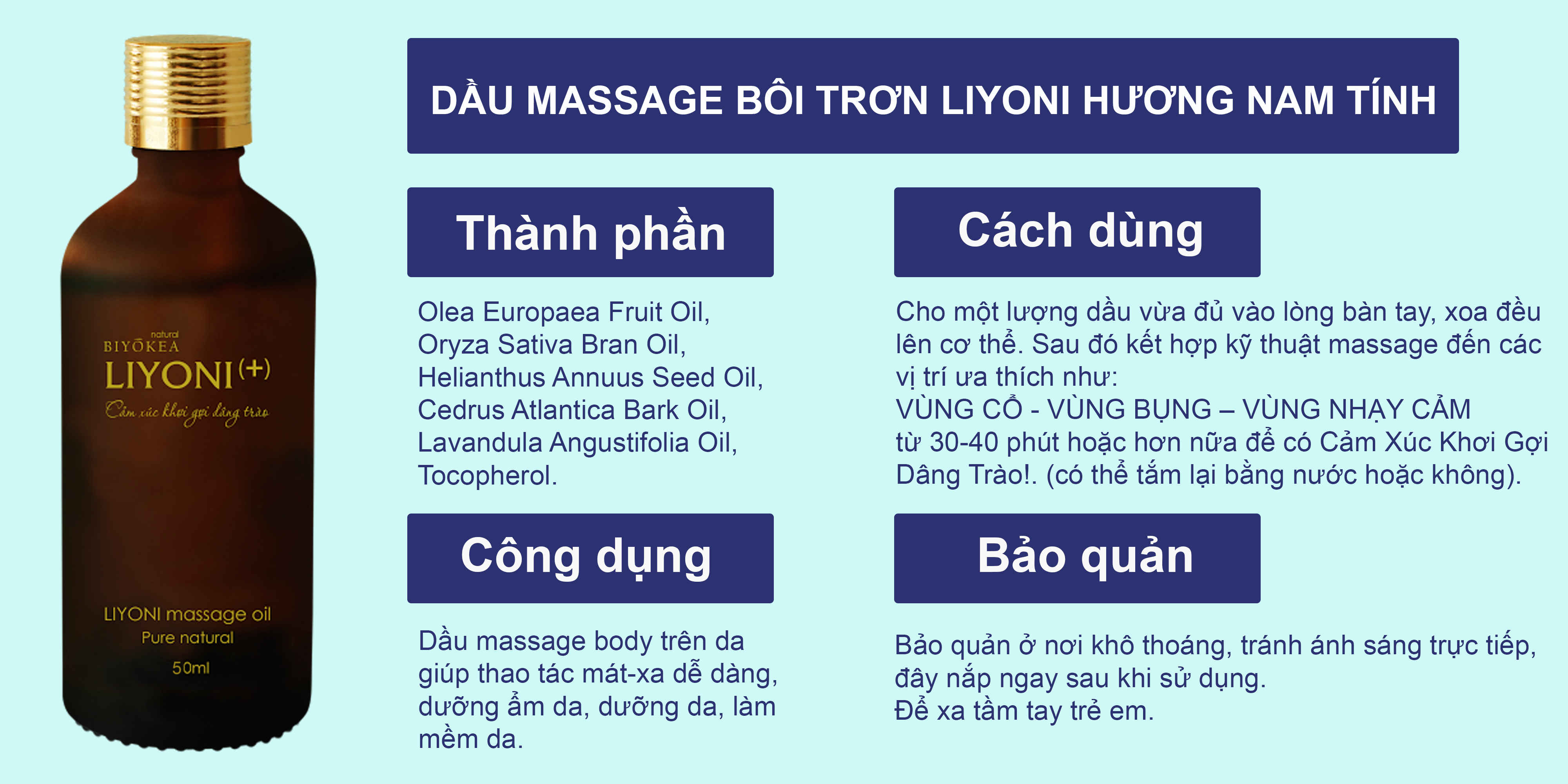 Dầu Bôi Trơn Massage Liyoni Biyokea (50ml) - Hương Thơm Nam Tính 1