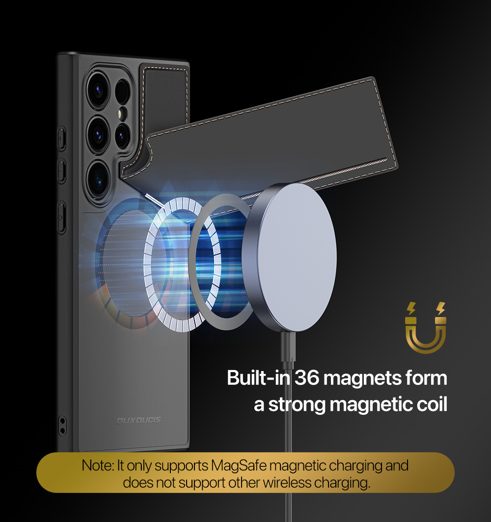 Ốp Lưng Da Sạc Từ Tính Dành Cho Samsung Galaxy S24 Ultra DUX DUCIS Rafi II Series_ Hàng chính hãng