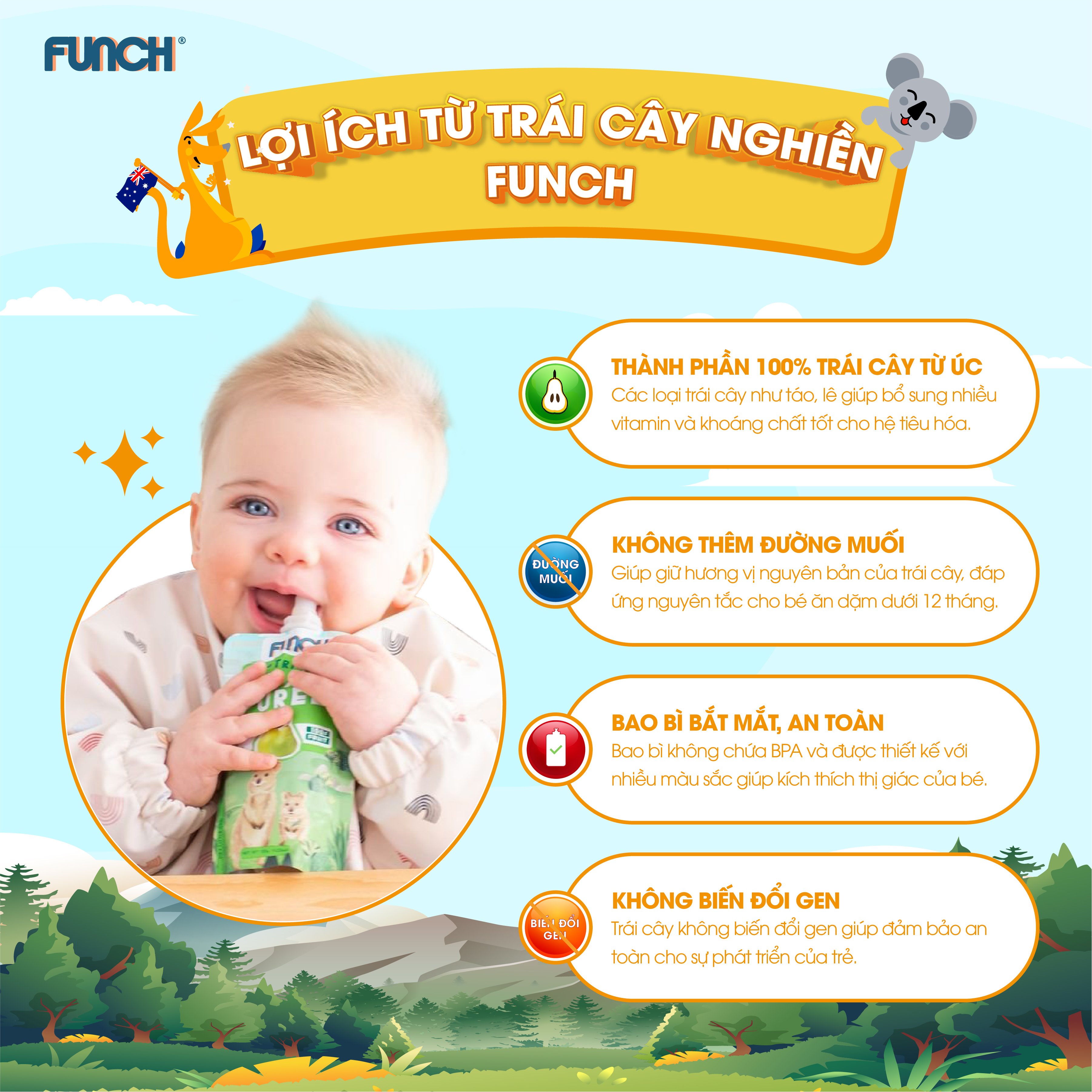 trái cây nghiền cho bé ăn dặm từ 4 tháng tuổi funch 100% táo xay nhuyễn 120g 3