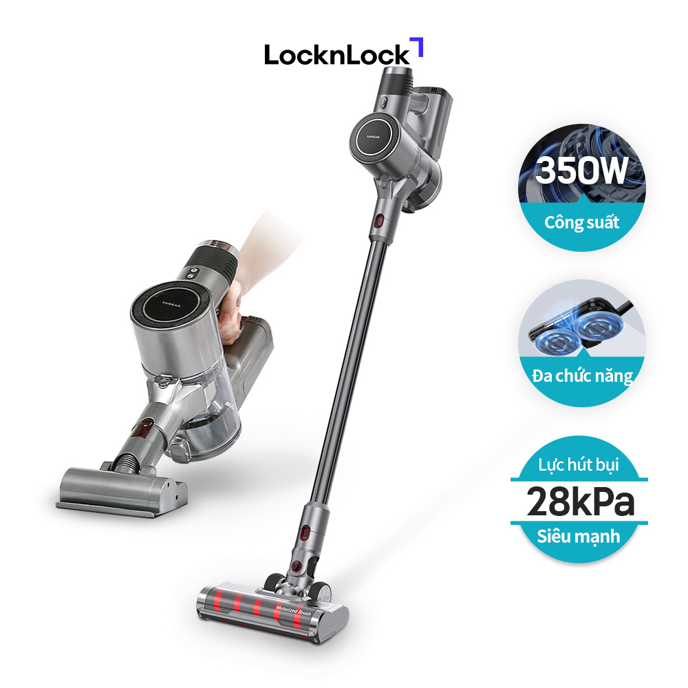 Máy hút bụi không dây Lock&lock ENV356GRY đa năng cầm tay 3 trong 1 lau sàn, hút bụi, hút bụi giường nệm, động cơ BLDC - Hang chinh hang - Chỉ máy hút bụi