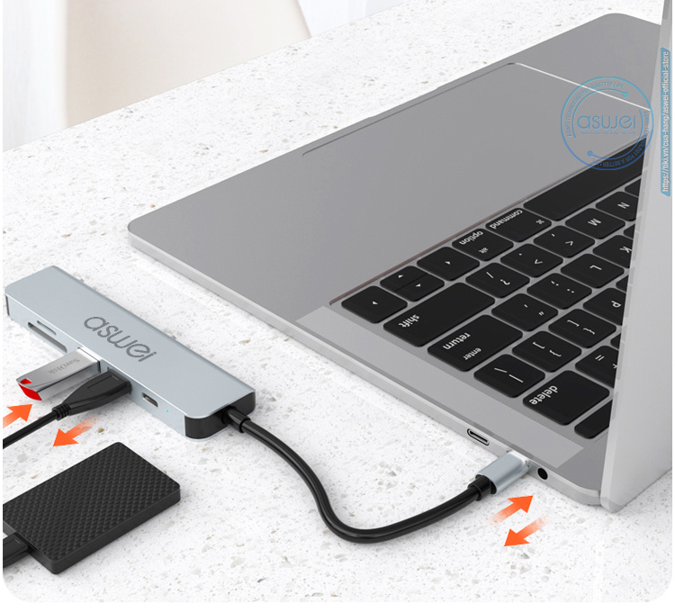 hub usb type c, hub type c to hdmi aswei 6in1