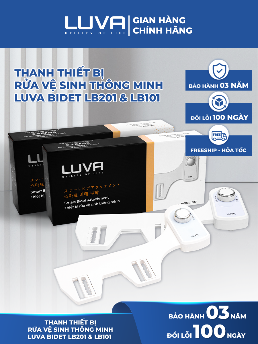Vòi xịt vệ sinh thông minh LUVA BIDET LB101/LB201 xuất Hàn Quốc, BH 3 năm