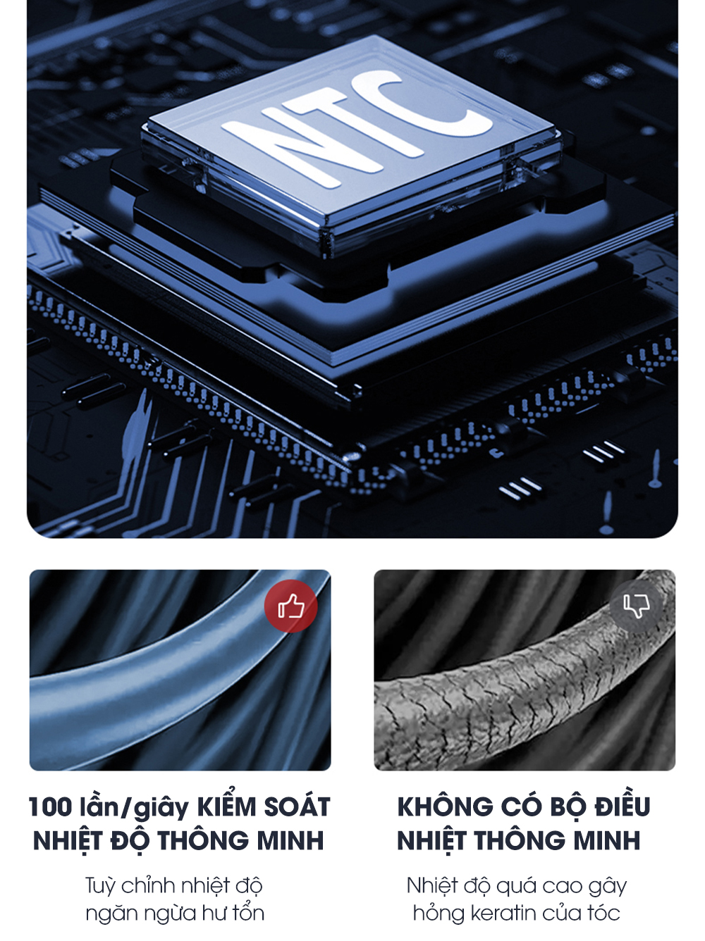 Máy sấy tóc CWELL công suất lớn 1800W-2500W C03HD, 6 chế độ tùy chỉnh nóng/lạnh, thiết kế chuẩn Salon