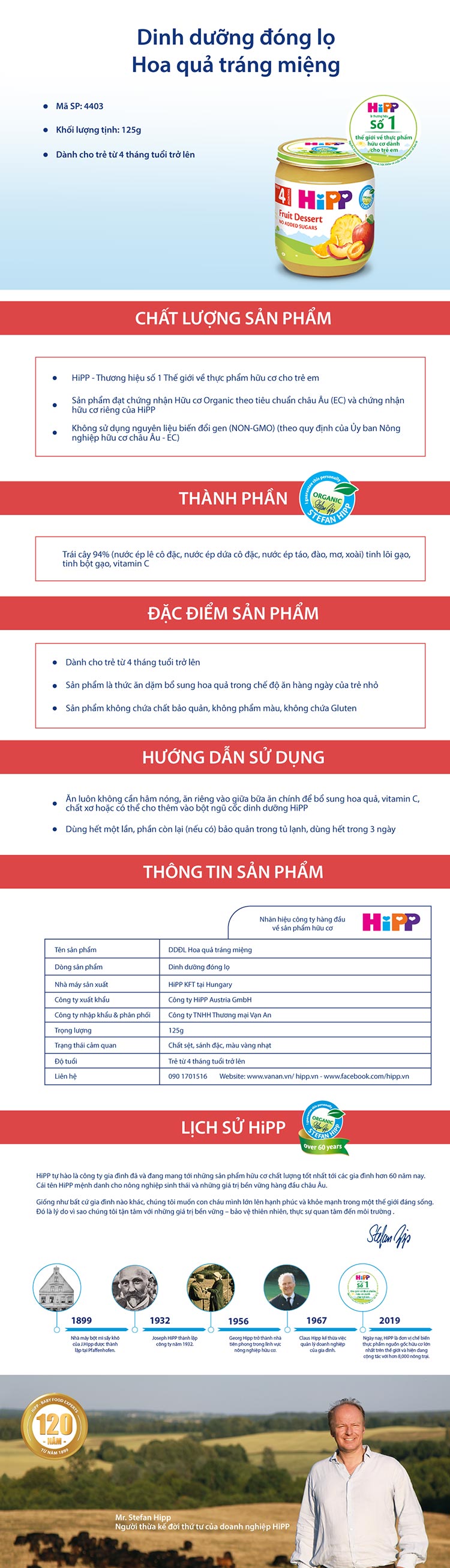 Hũ Dinh Dưỡng Hoa Quả Tráng Miệng HiPP 4403 (125g)