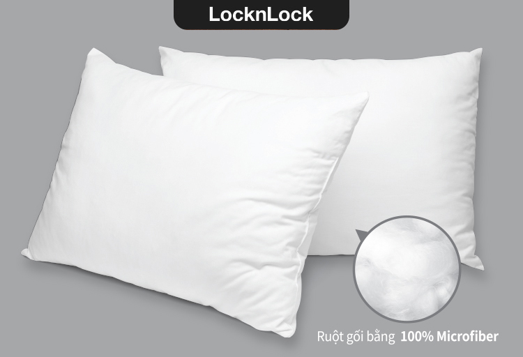 Gối Microfiber Lock&Lock 45X65CM 850G HLW117 - Màu Trắng