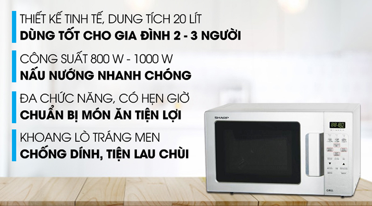 Lò Vi Sóng Có Nướng Sharp R-678VN(S) (20L) - Hàng chính hãng