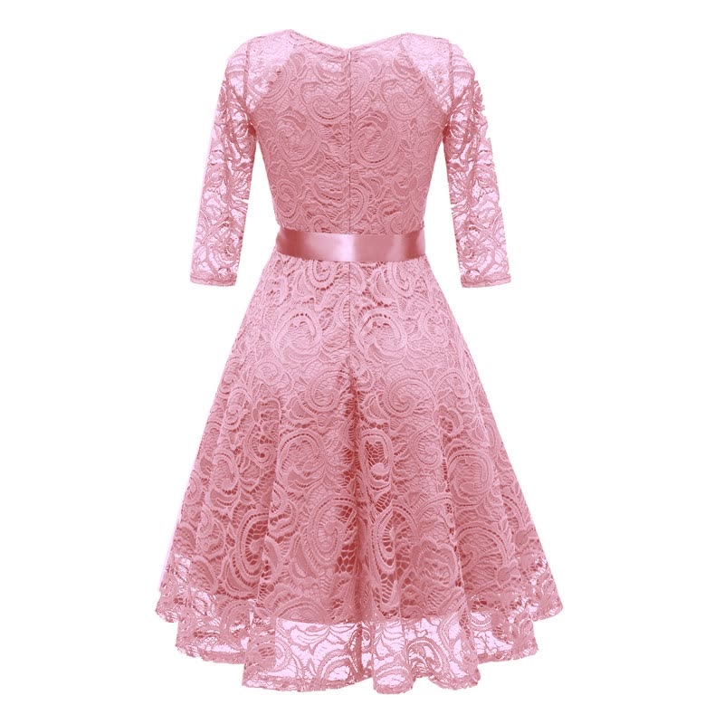 2019 New Women Lace Dresses Elegant O-Neck Female Party Prom Dress Ball Gown